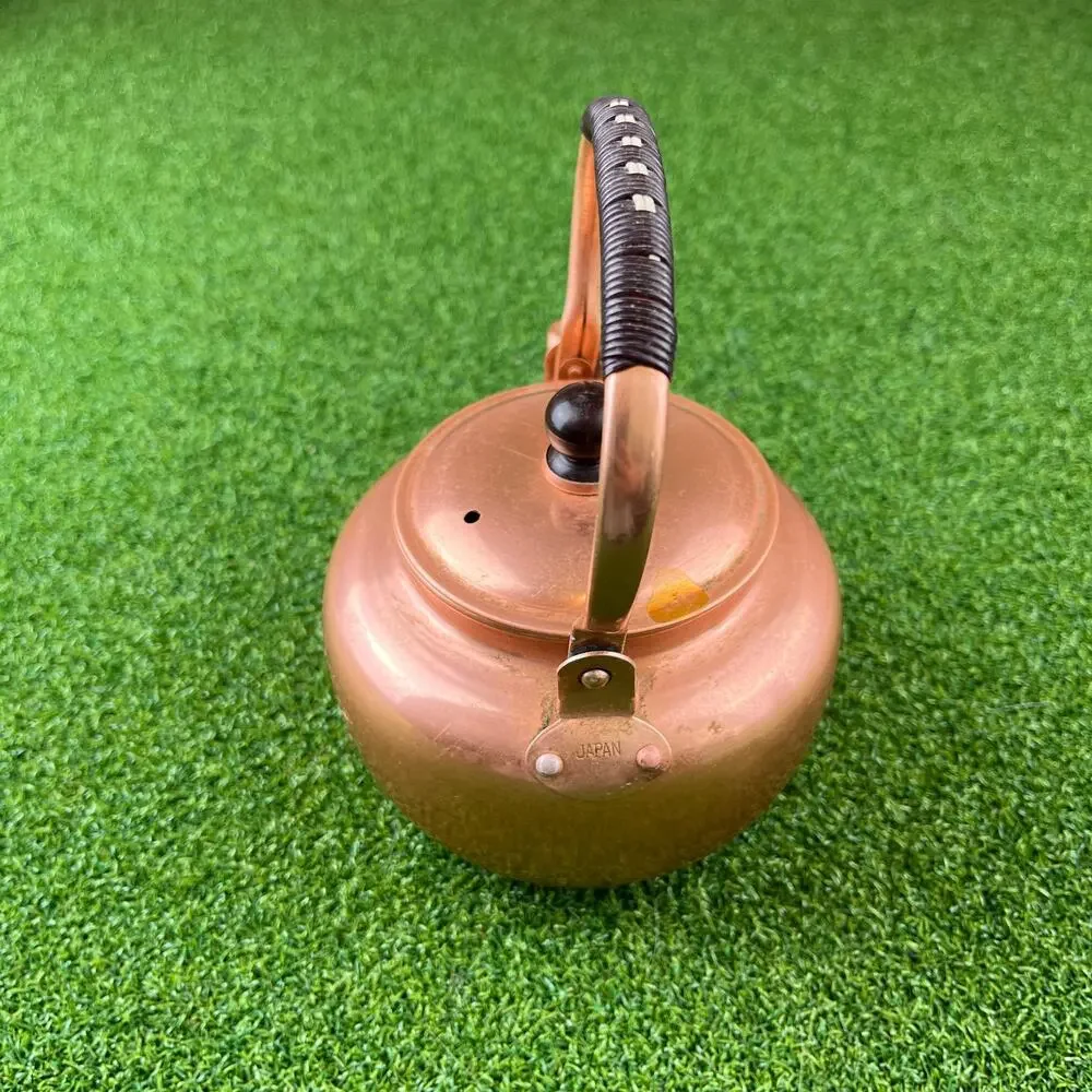 Vintage Copper Teapot Kettle Rattan Wrapped Handle